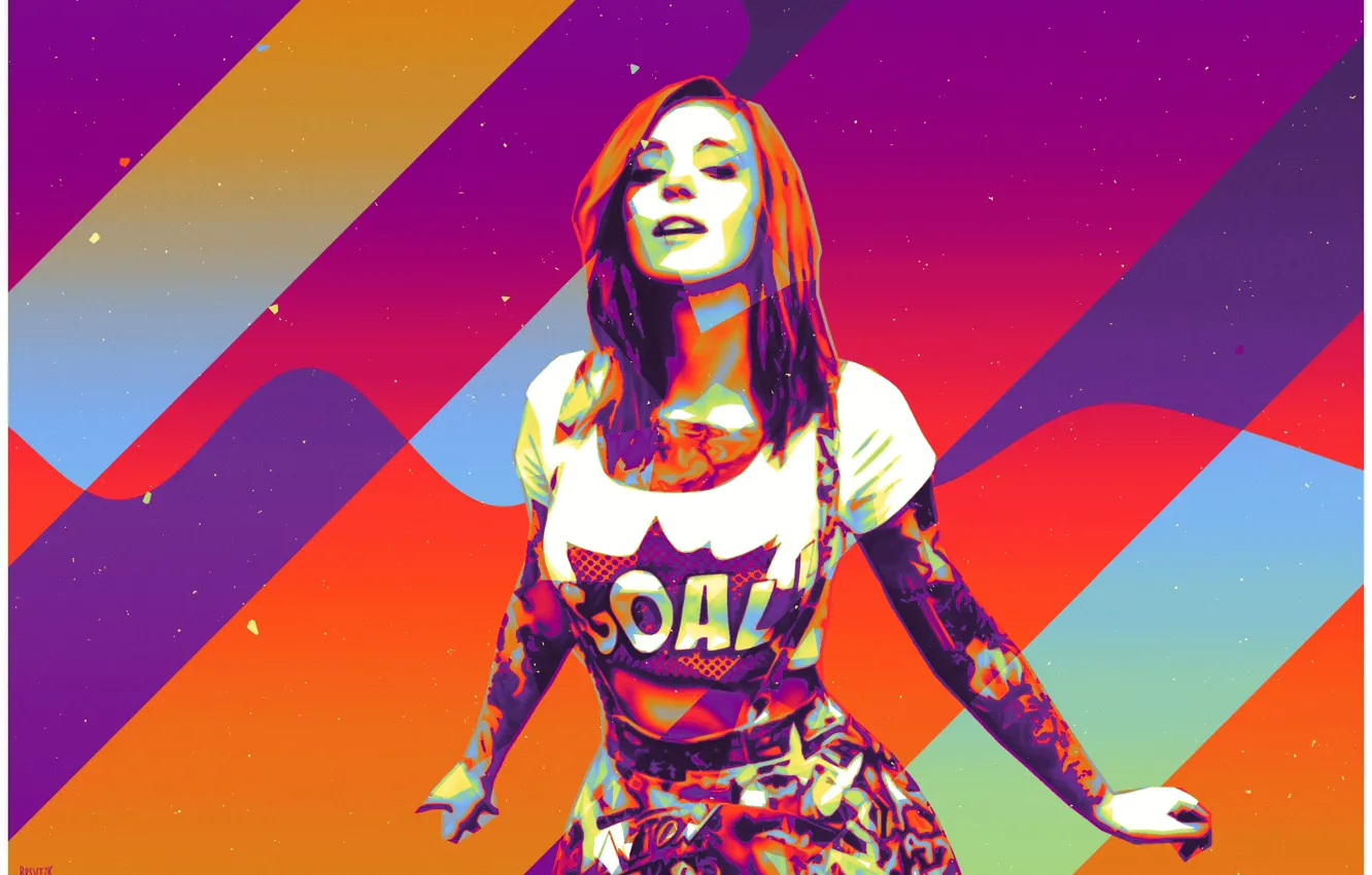 Photo wallpaper girl, paint, rendering