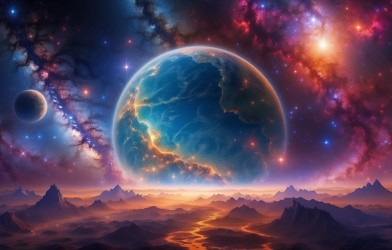 Photo wallpaper Space, stars, planet