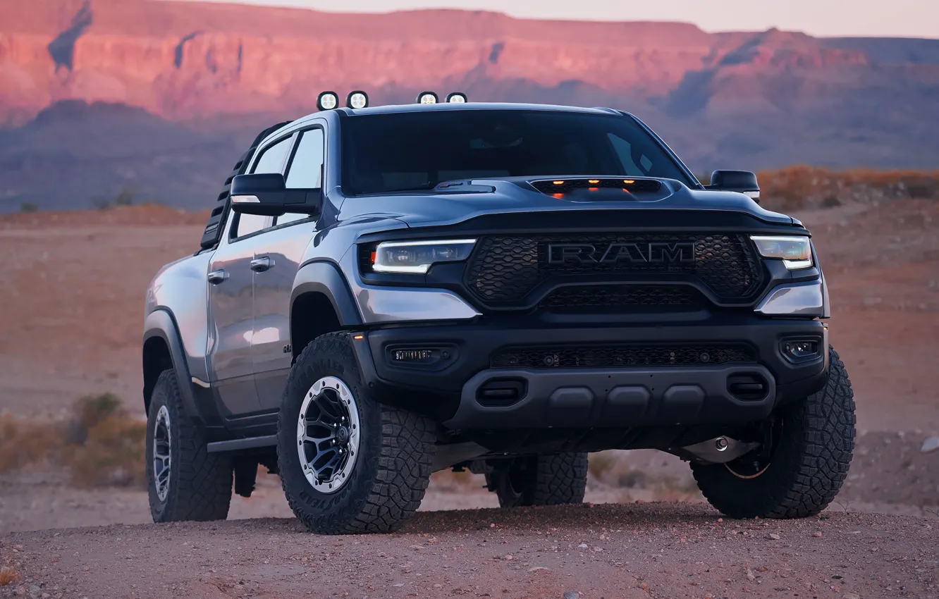 Photo wallpaper desert, mountain, mopar, 1500, ram, performance, 2021, trx