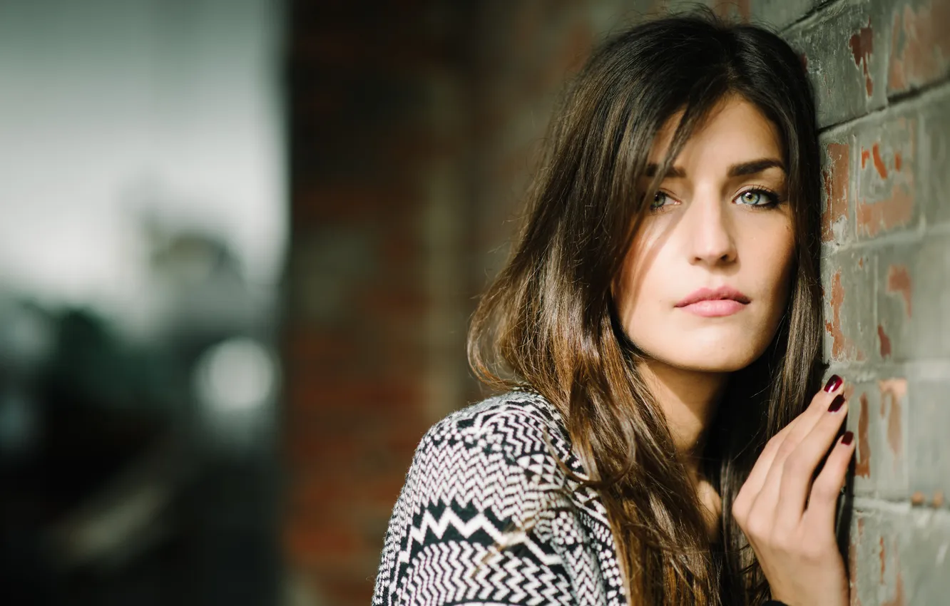 Photo wallpaper look, girl, wall, hair