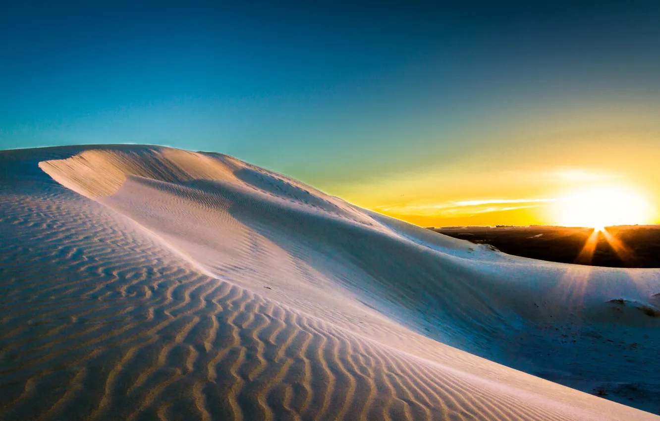 Photo wallpaper sand, the sun, dawn, dunes