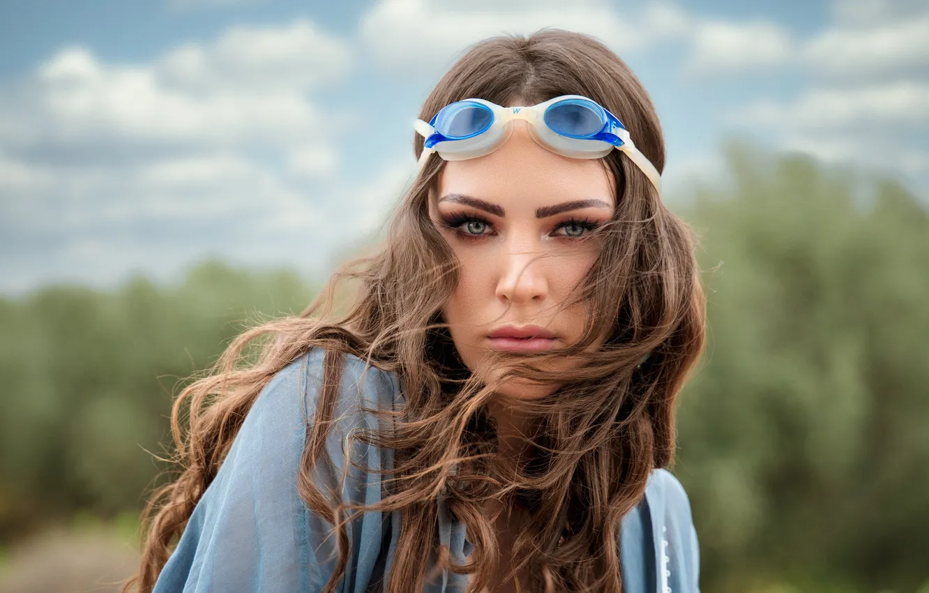 Photo wallpaper look, girl, hair, glasses, Lara