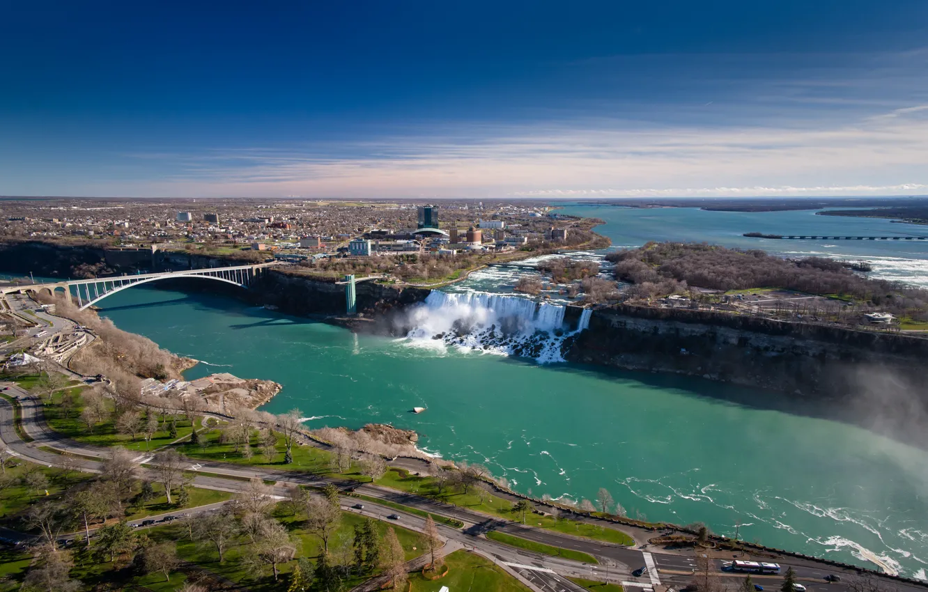 Photo wallpaper bridge, river, Canada, panorama, Ontario, Niagara falls