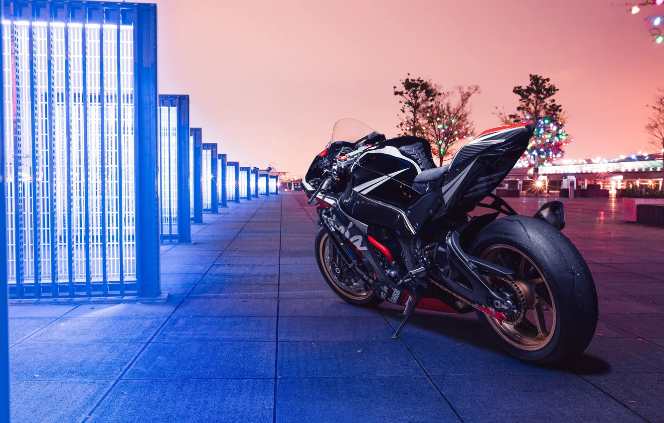 Photo wallpaper city, lights, Kawasaki, night, ninja, kawasaki ninja zx10r