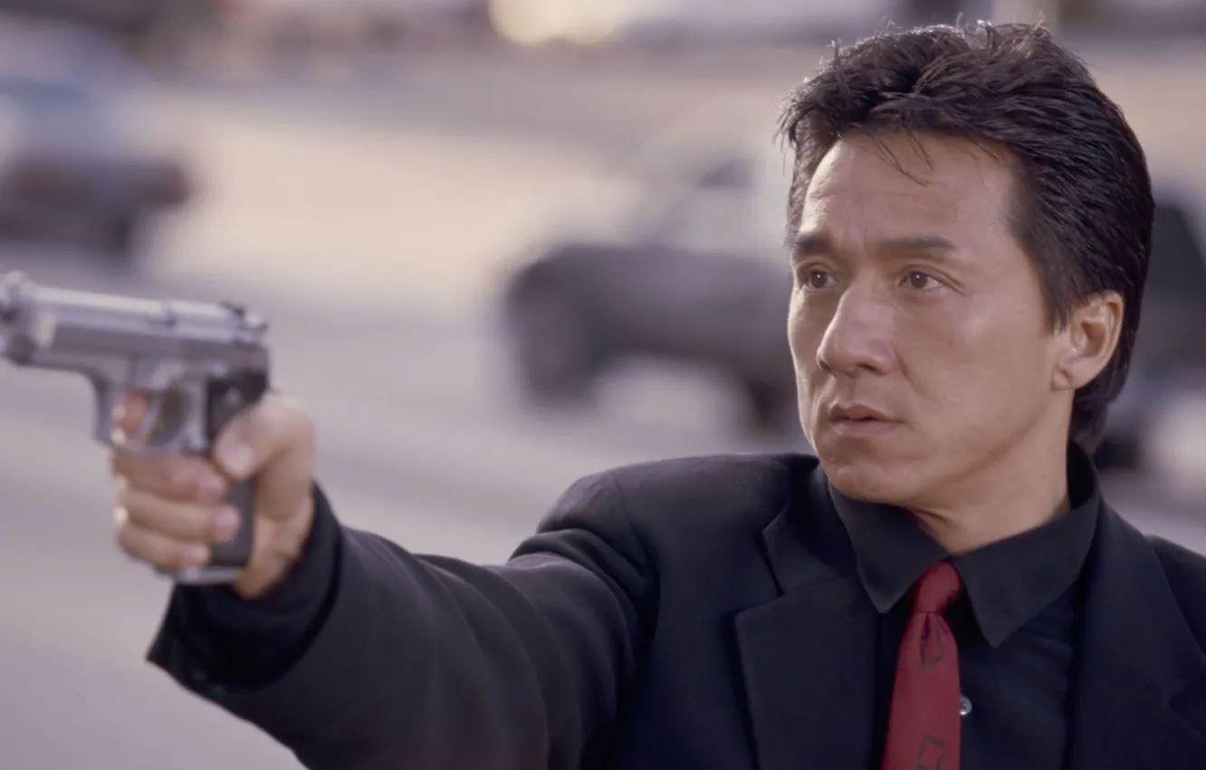 Photo wallpaper gun, Jackie Chan, Rush hour, Rush Hour, Chris Tucker