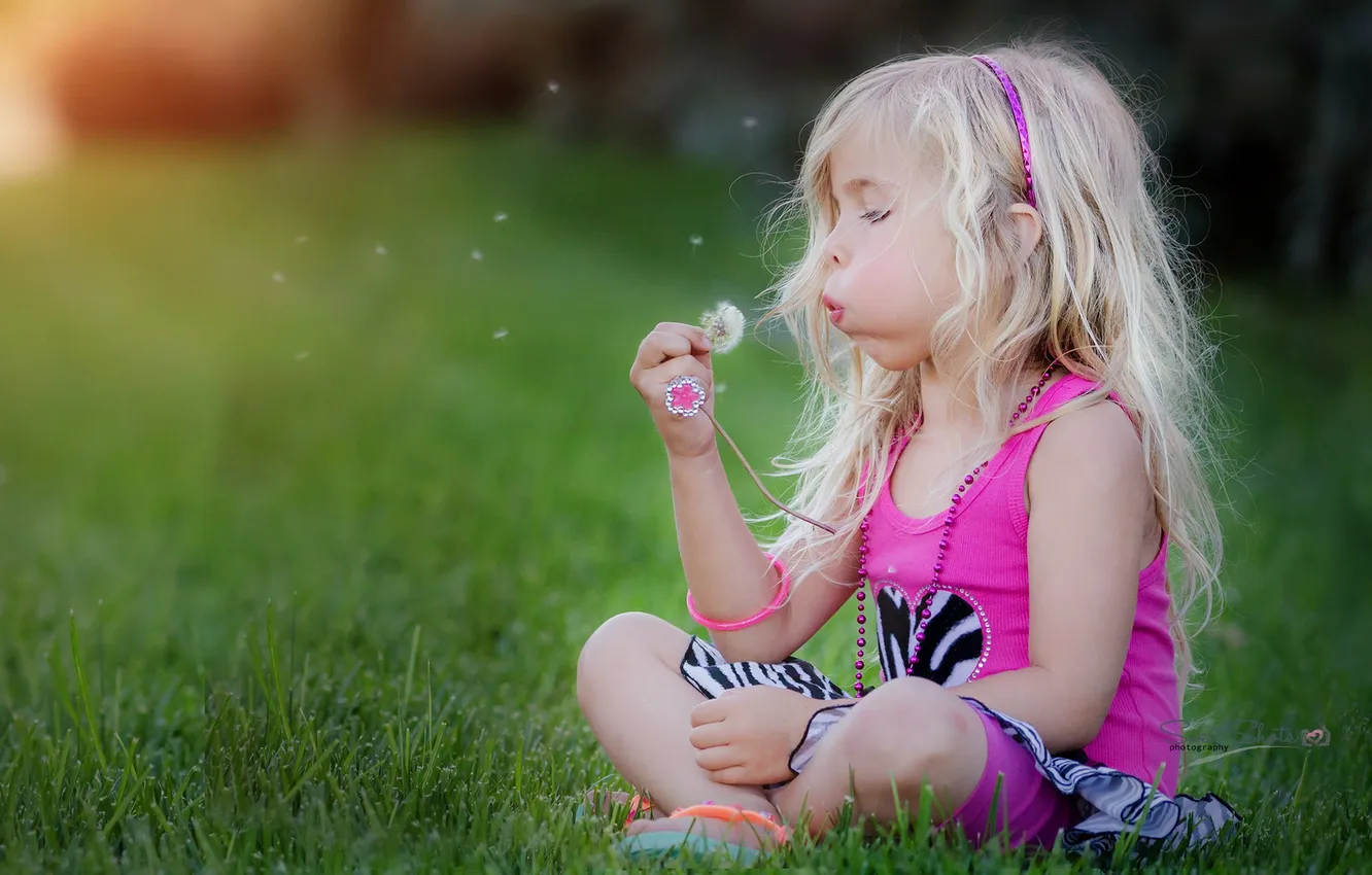 Photo wallpaper summer, dandelion, girl