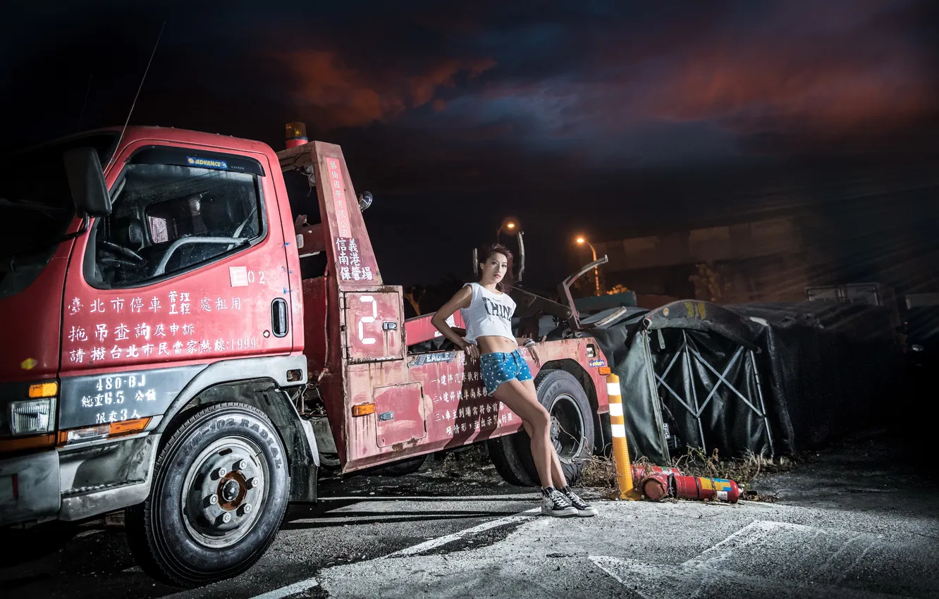 Photo wallpaper machine, girl, Asian