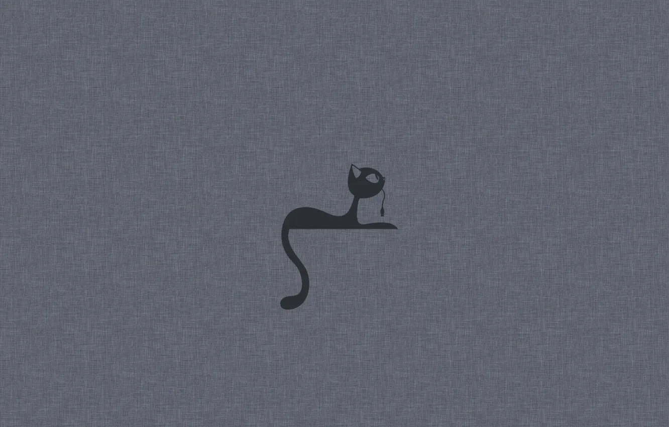 Photo wallpaper cat, Minimalism, grey background