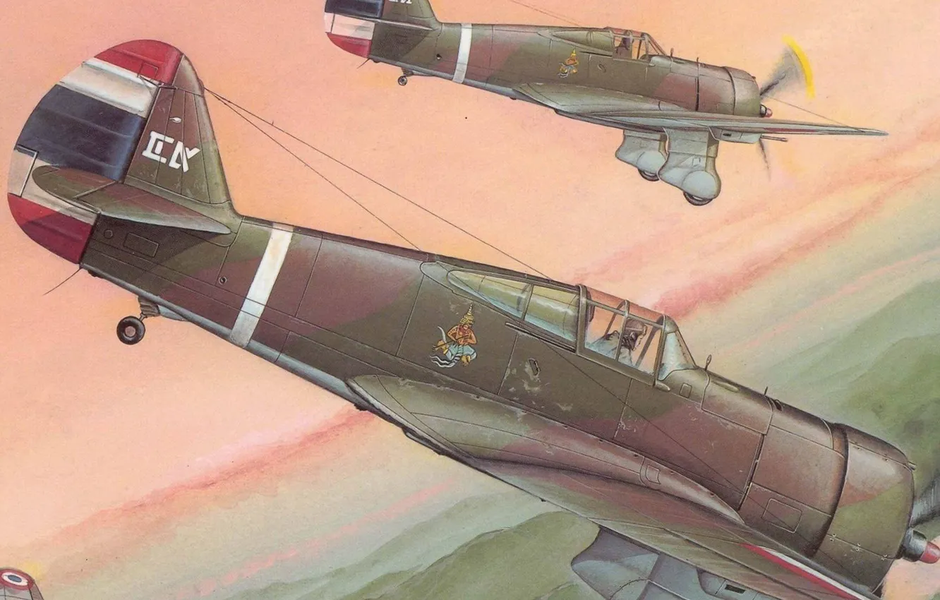 Photo wallpaper figure, art, hawk, Curtiss, hawk, American fighter, P-36