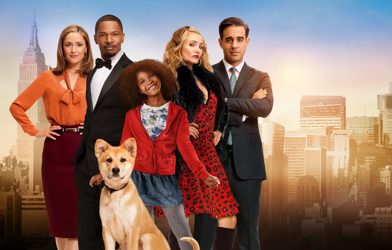 Photo wallpaper the city, background, dog, girl, poster, Rose Byrne, Rose Byrne, Cameron Diaz