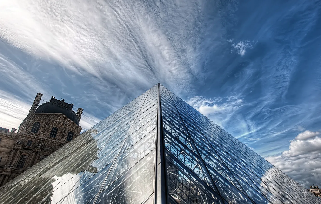 Photo wallpaper clouds, France, Paris, The Louvre, Paris, France, clouds, Louvre
