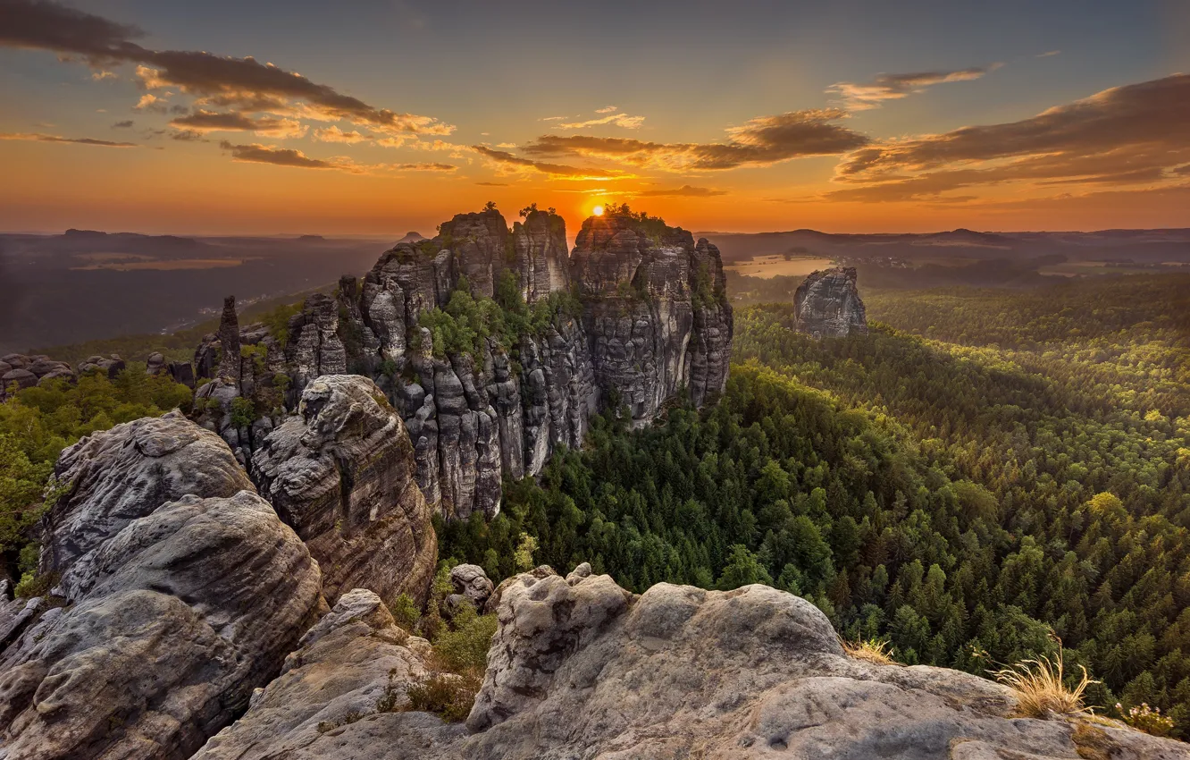 Photo wallpaper mountains, Germany, Saxon Switzerland
