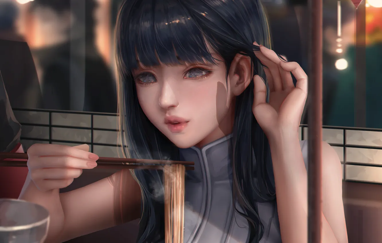 Photo wallpaper girl, Naruto, Naruto, noodles, Ramen, Ramen, Hyuga Hinata