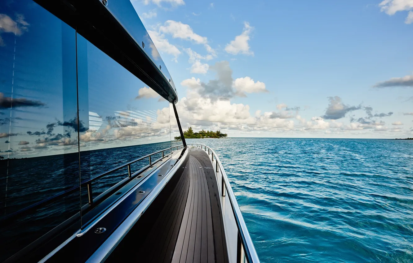 Photo wallpaper the ocean, island, yacht