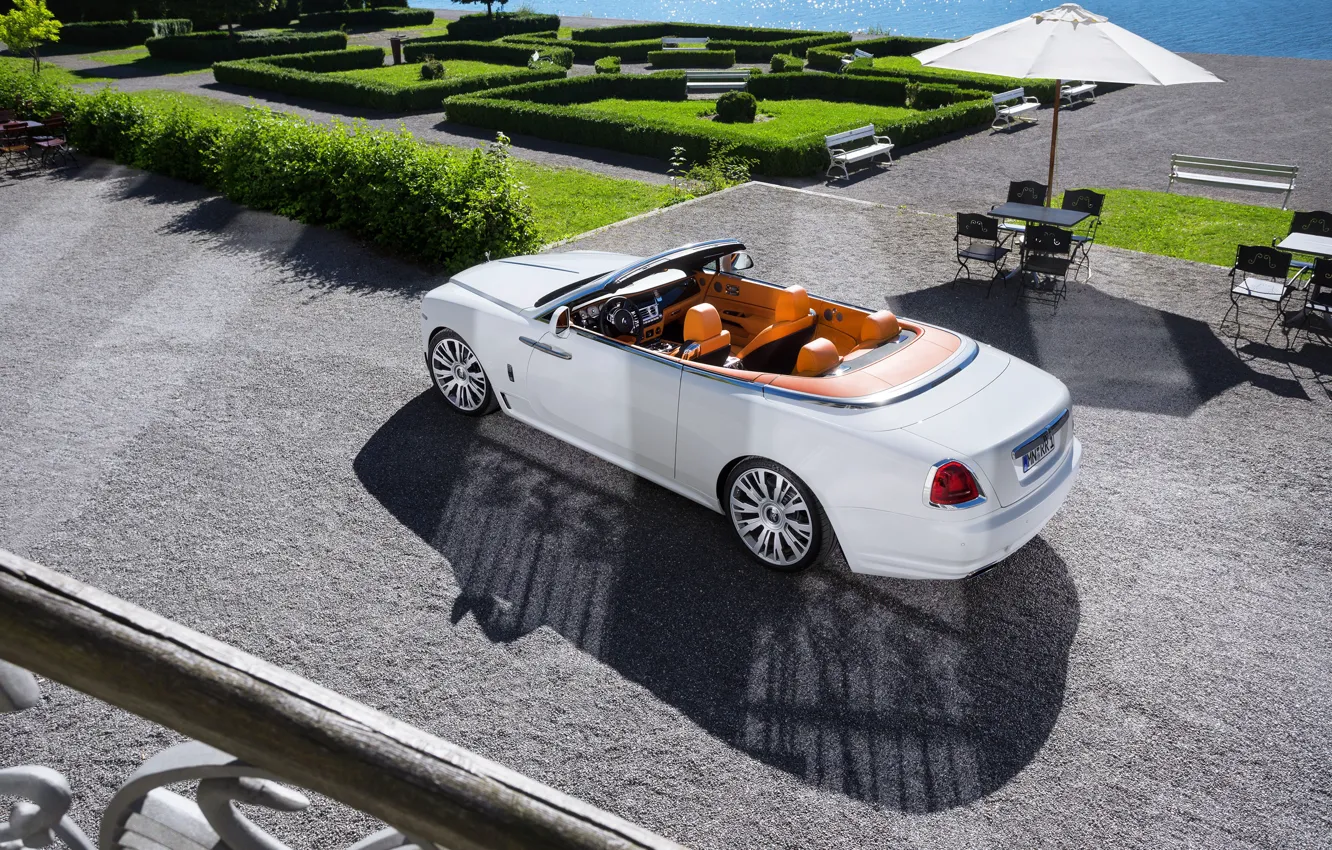 Photo wallpaper auto, white, the sun, Rolls-Royce, convertible