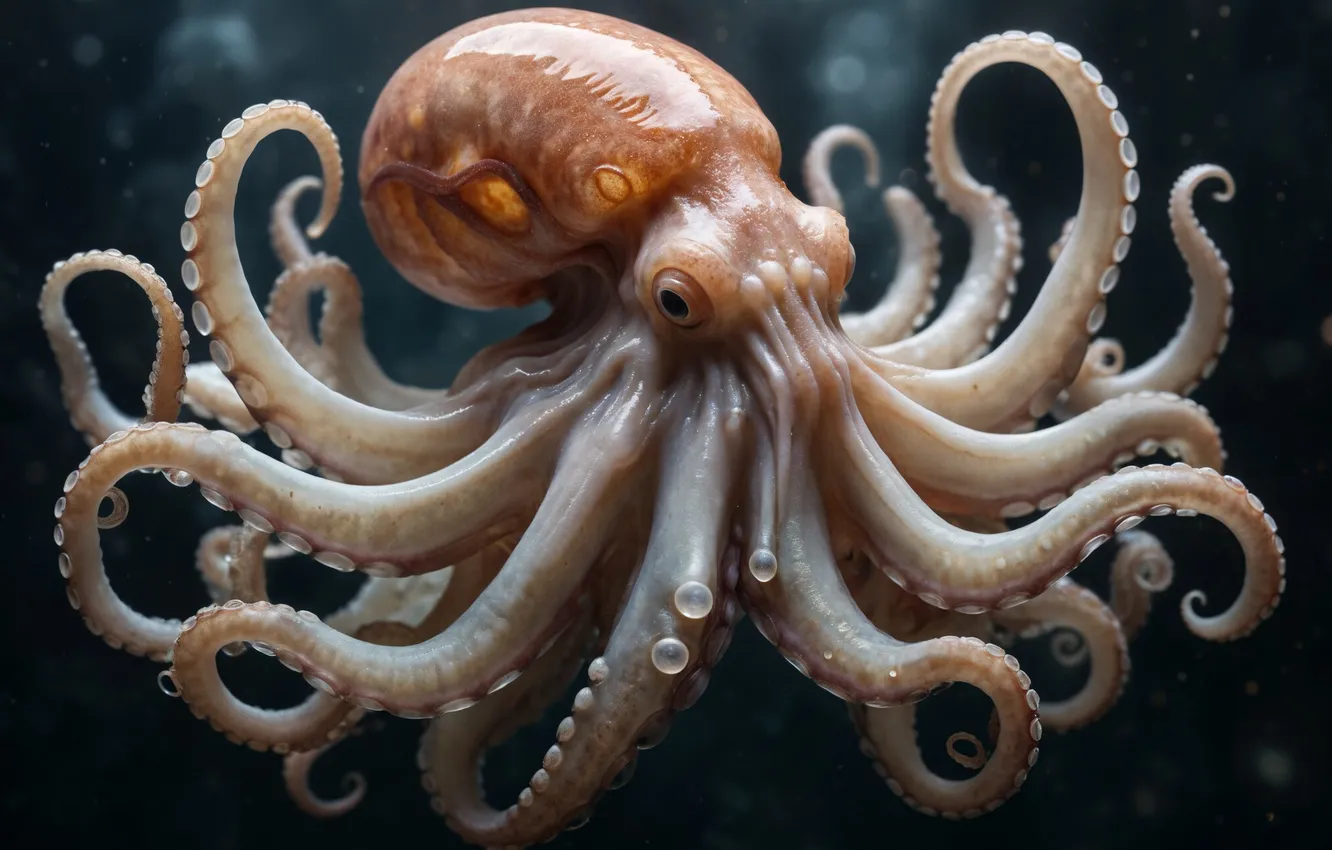 Photo wallpaper octopus, 3D graphics, The sea bastard