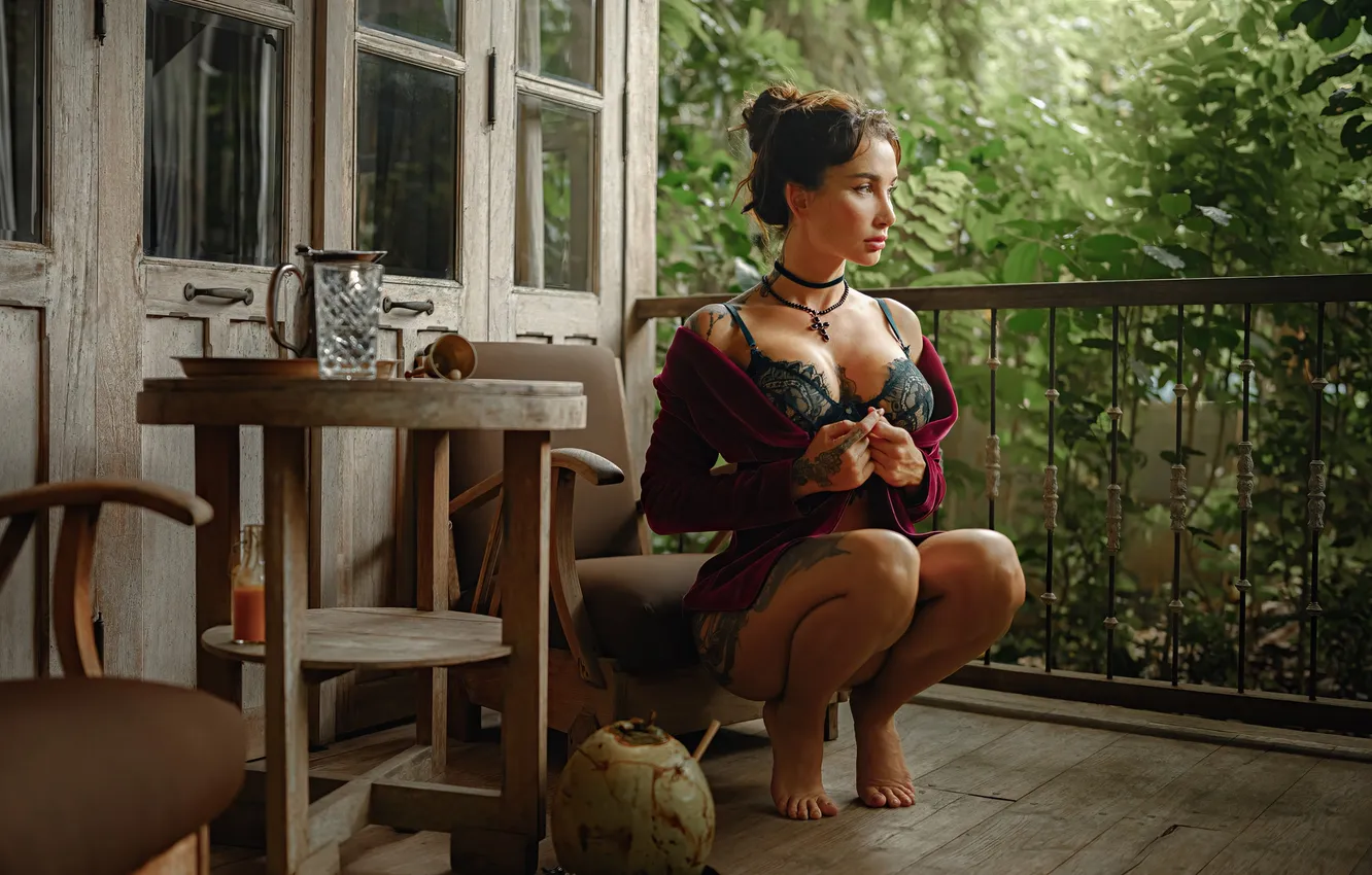 Photo wallpaper girl, summer, look, Angelica Anderson, tatoo girl