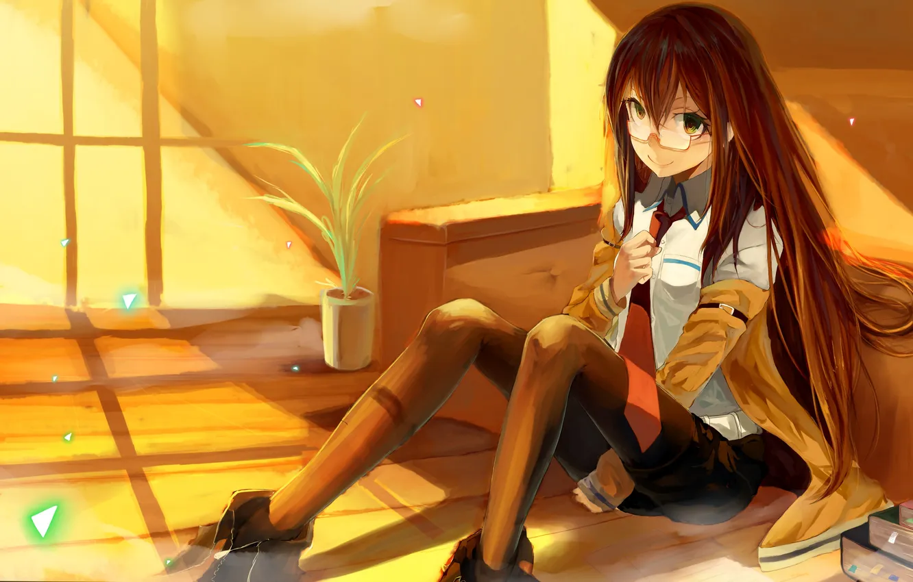 Photo wallpaper look, girl, flowers, pose, smile, room, mood, sitting