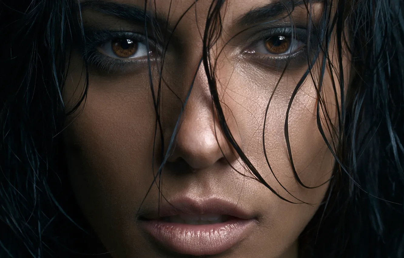 Photo wallpaper look, hair, lips, brown eyes