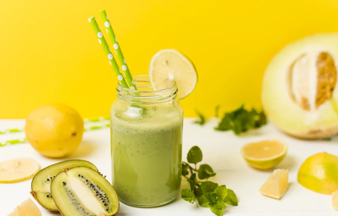 Photo wallpaper glass, juice, fresh, melon