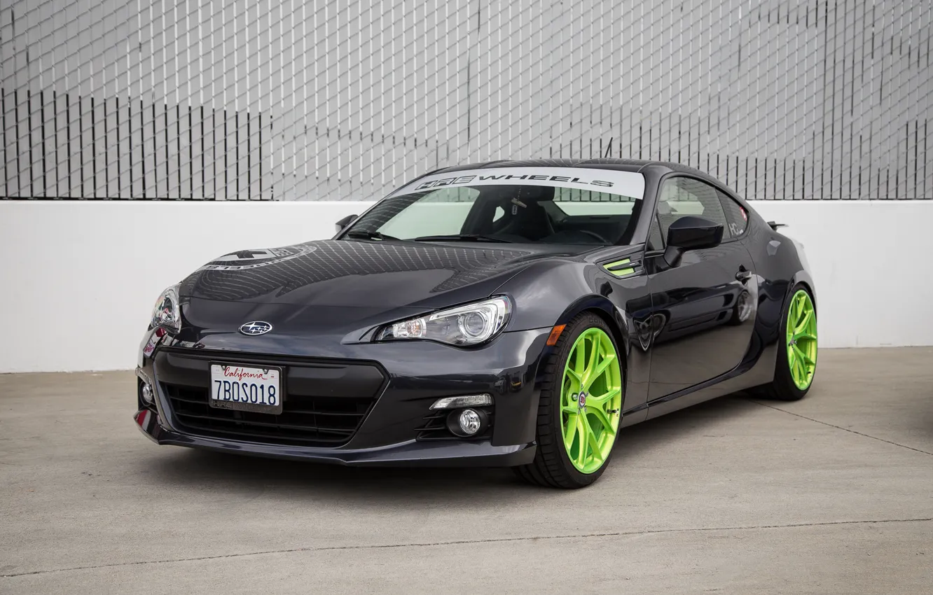 Photo wallpaper Subaru, Green, Neon, BRZ, HRE