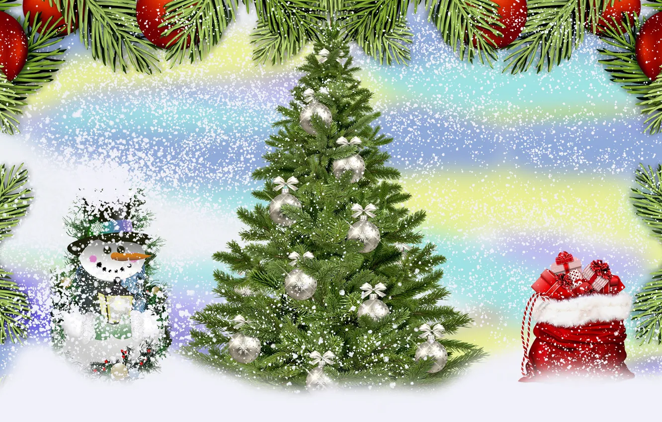 Photo wallpaper Snowman, Zima, Grafika 2D