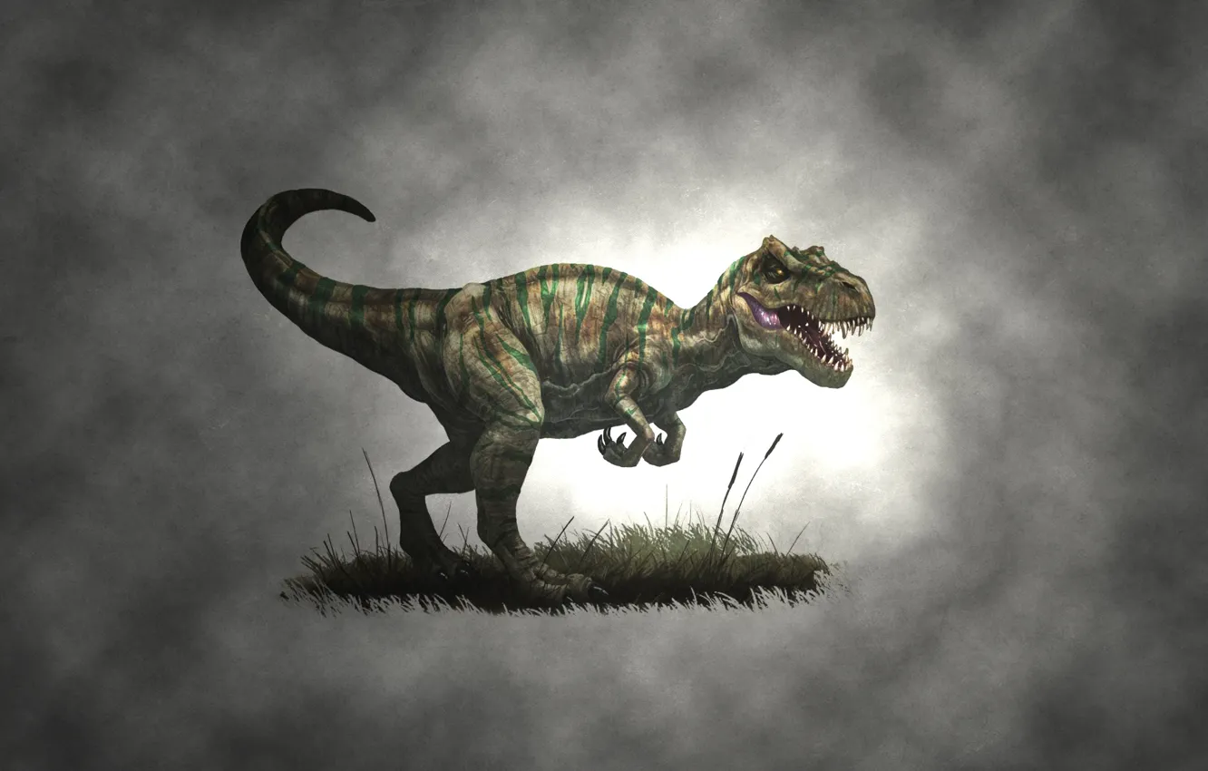 Photo wallpaper draw, dinosaur, allosaurus