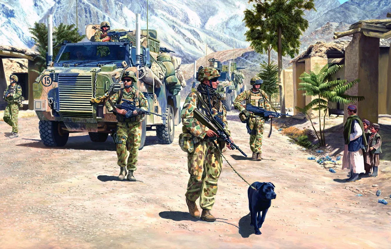 Photo wallpaper figure, Australia, Picture, patrol, Afghanistan, Australia, APC, Artist