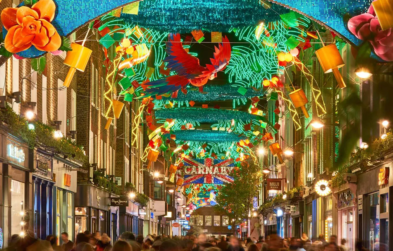 Photo wallpaper England, London, Christmas, Carnaby street