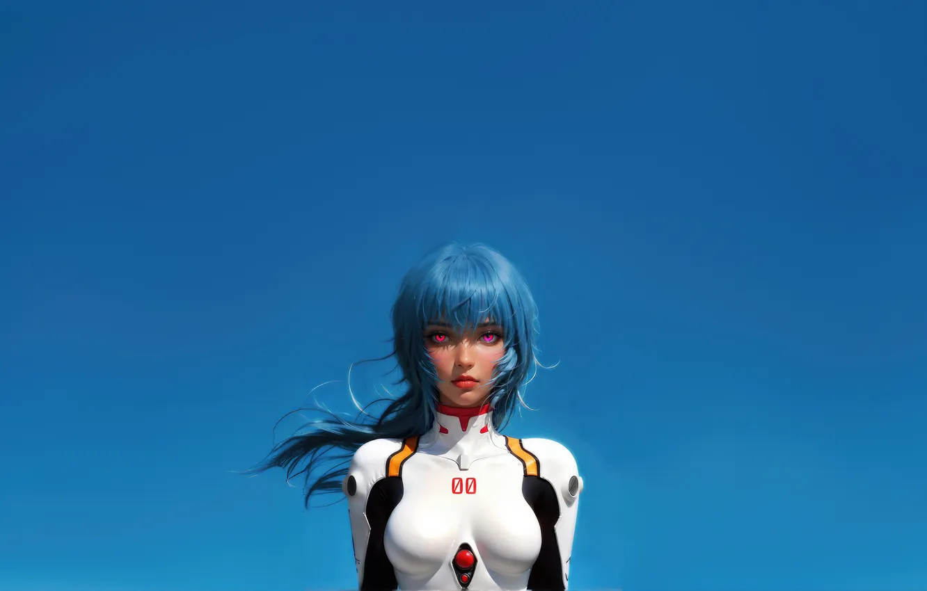 Photo wallpaper minimal, Neon, Rei Ayanami, Evangelion, Genesis