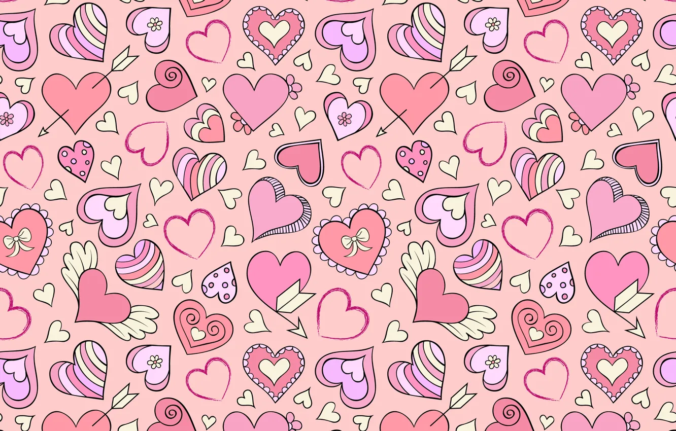 Photo wallpaper background, pink, hearts
