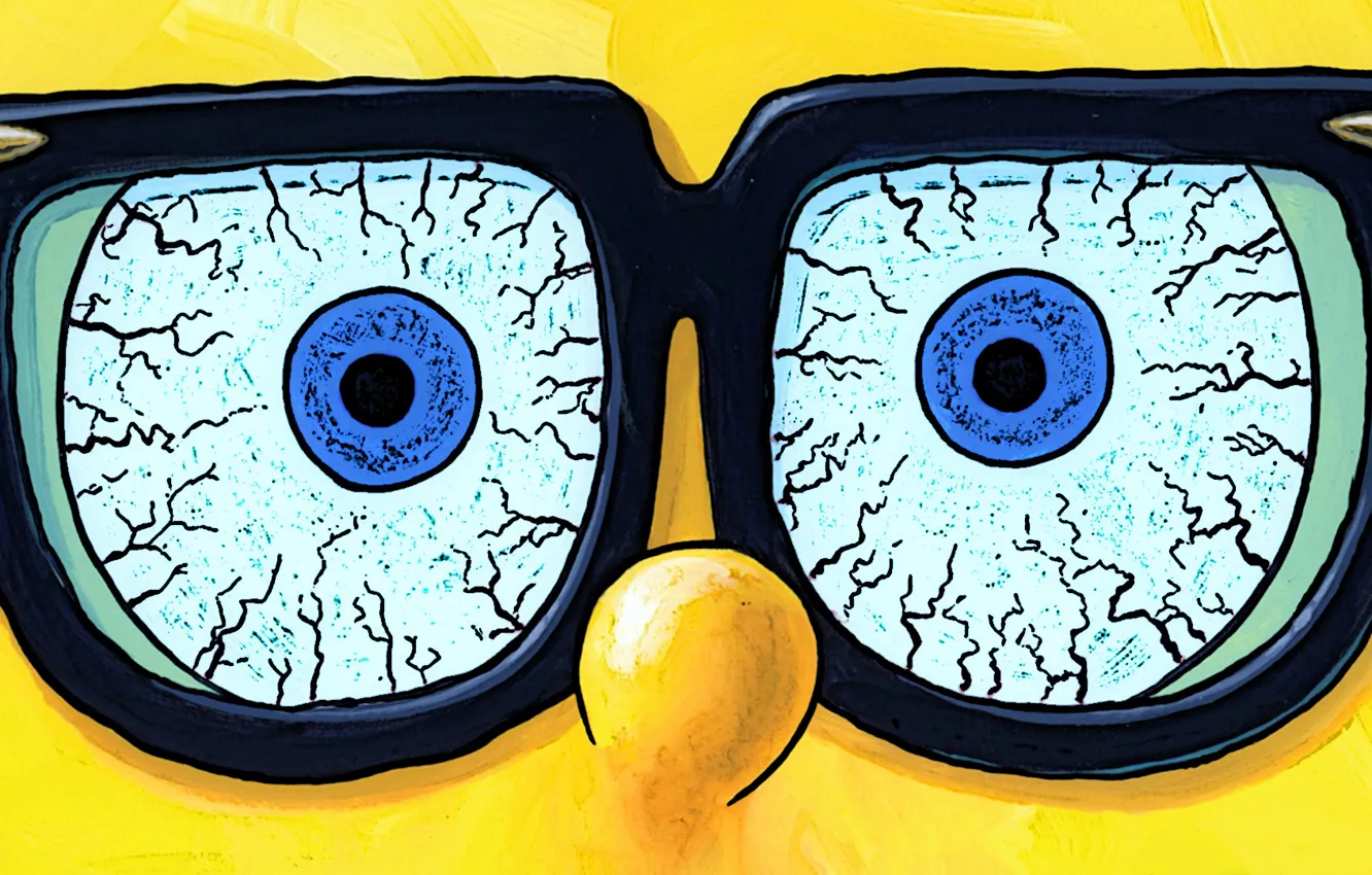 Photo wallpaper eyes, look, glasses, sponge, spongebob