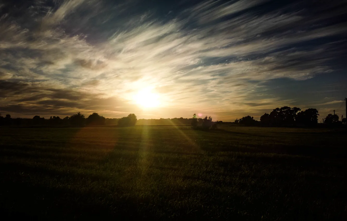 Photo wallpaper sky, sunset, clouds