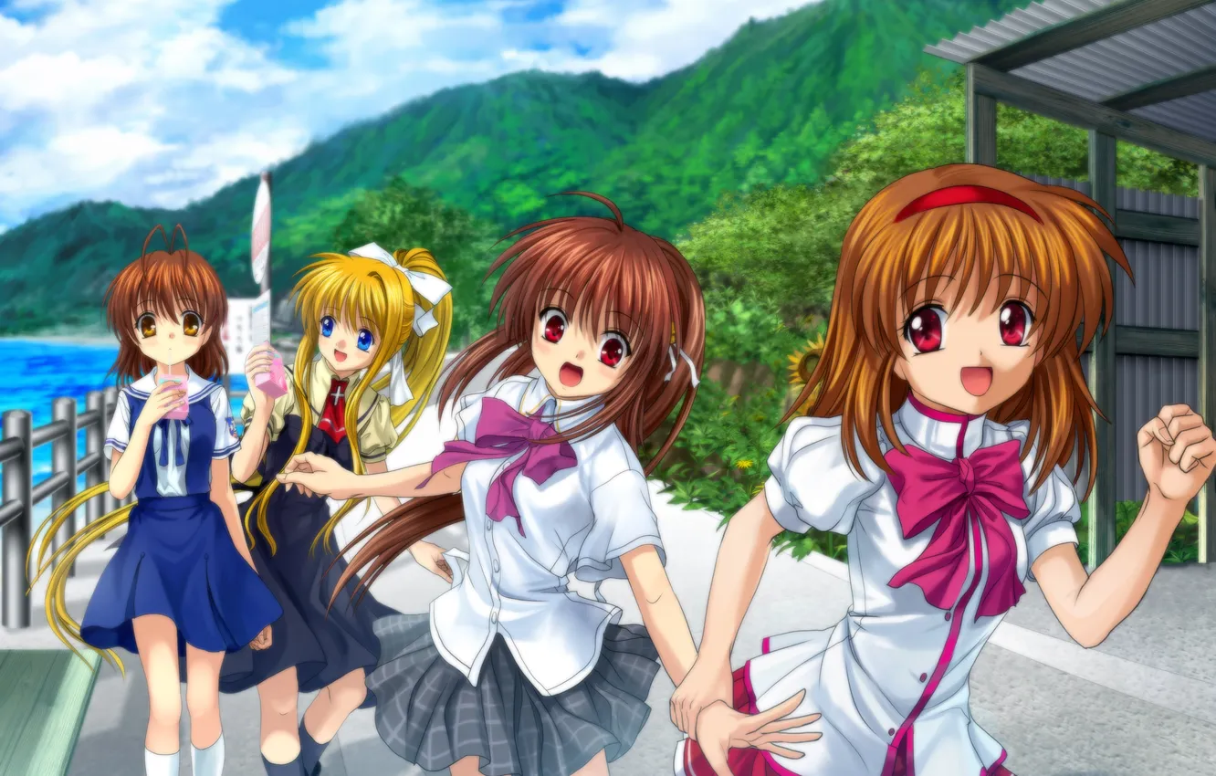 Photo wallpaper girl, walk, clannad, furukawa nagisa, anime, Air, art, kamio misuzu