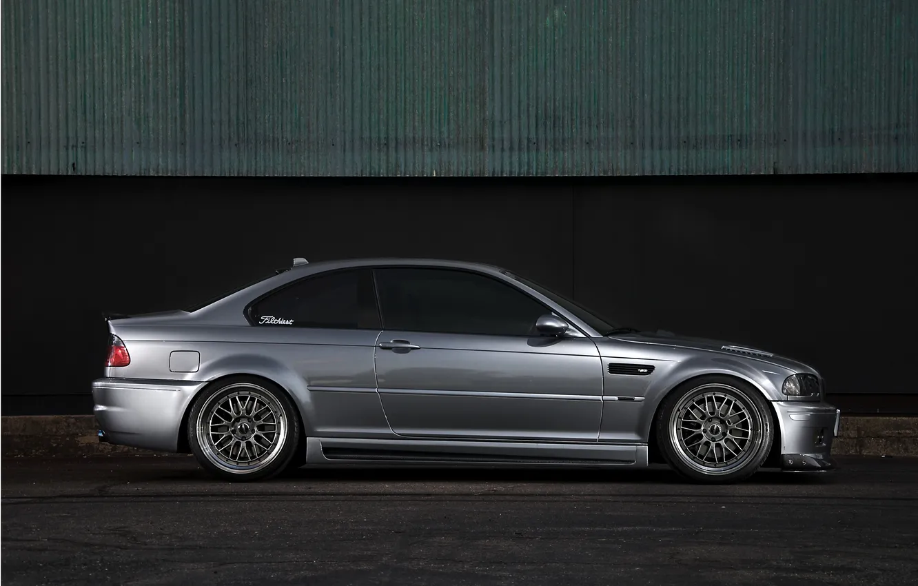 Photo wallpaper wall, BMW, silver, BMW, profile, drives, E46, silvery