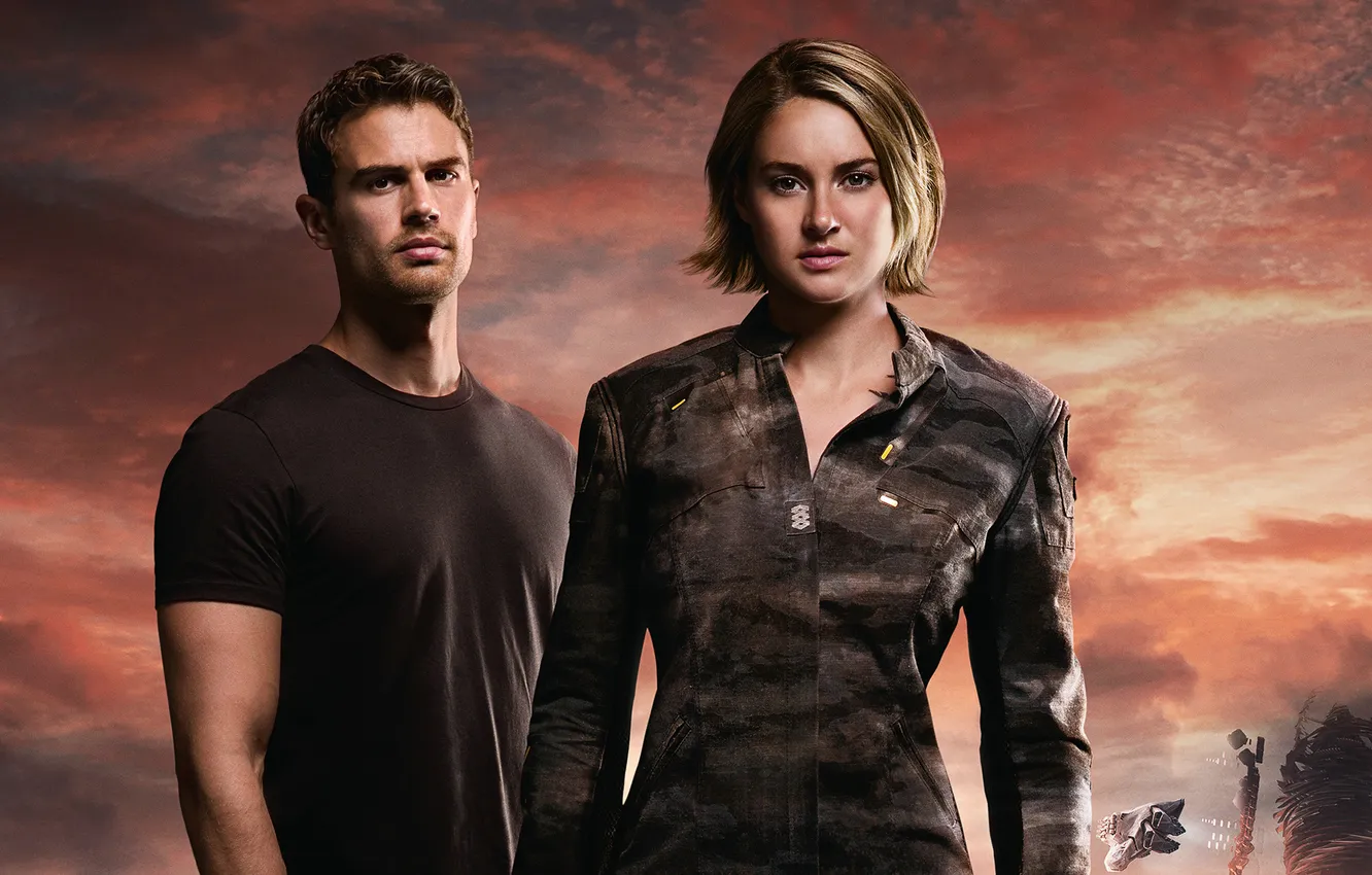 Photo wallpaper background, fiction, poster, Theo James, Theo James, Shailene Woodley, Divergent, Shailene Woodley