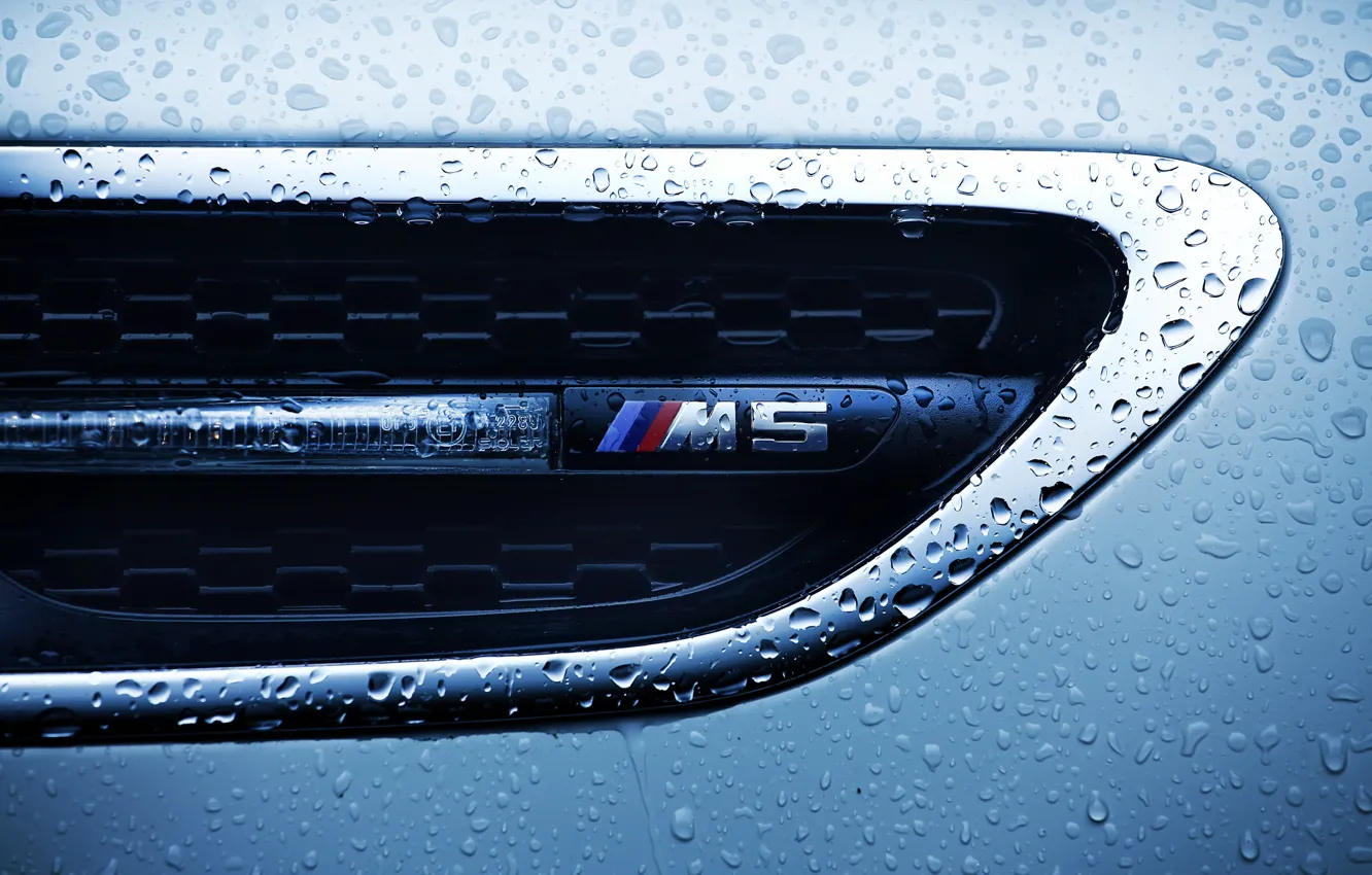 Photo wallpaper drops, macro, BMW, BMW M5