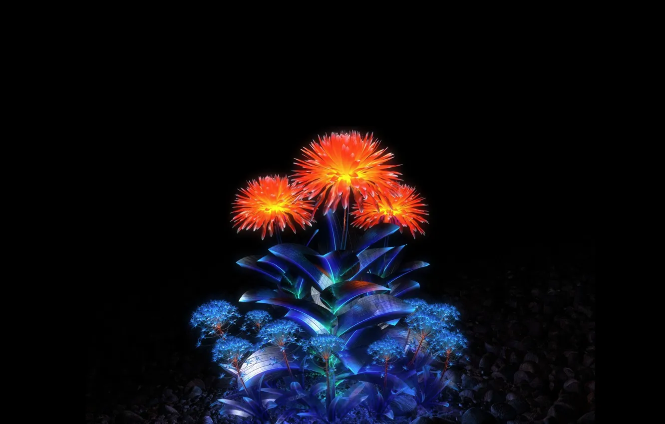 Photo wallpaper leaves, light, flowers, shadow, petals, the bushes