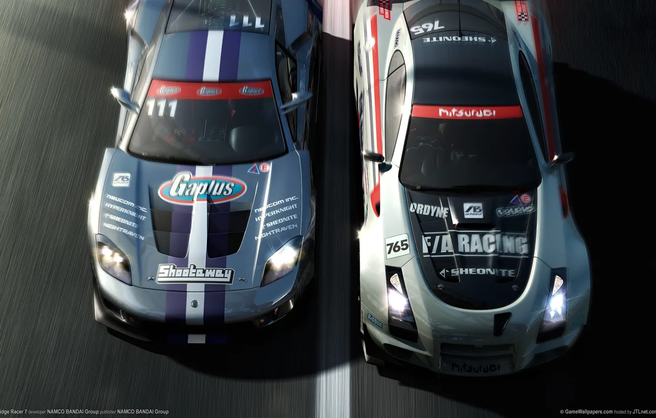 Photo wallpaper road, race, cars, start, ridge racer