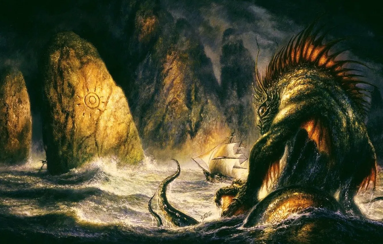 Photo wallpaper horror, H.P. Lovecraft, Dagon