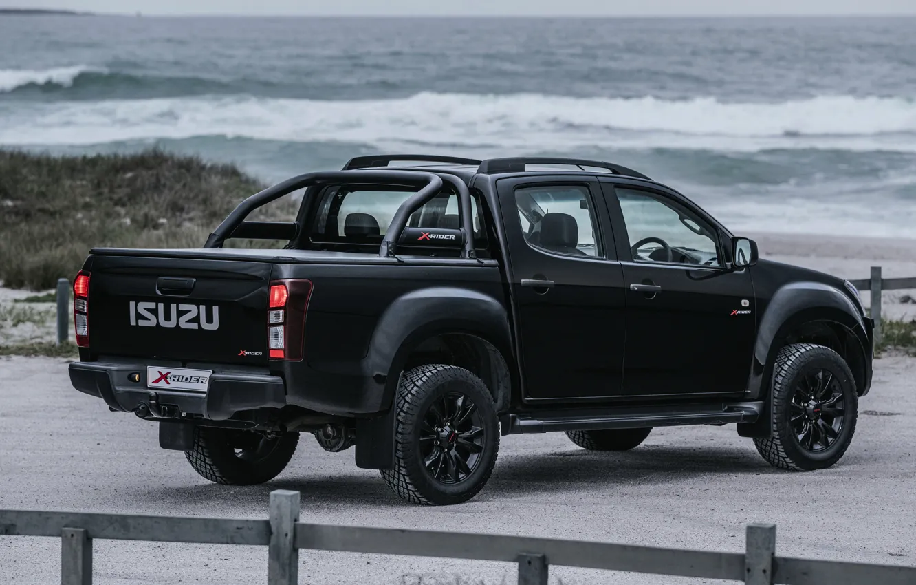 Photo wallpaper black, the fence, pickup, Isuzu, D-Max, 2019, X-Rider Black