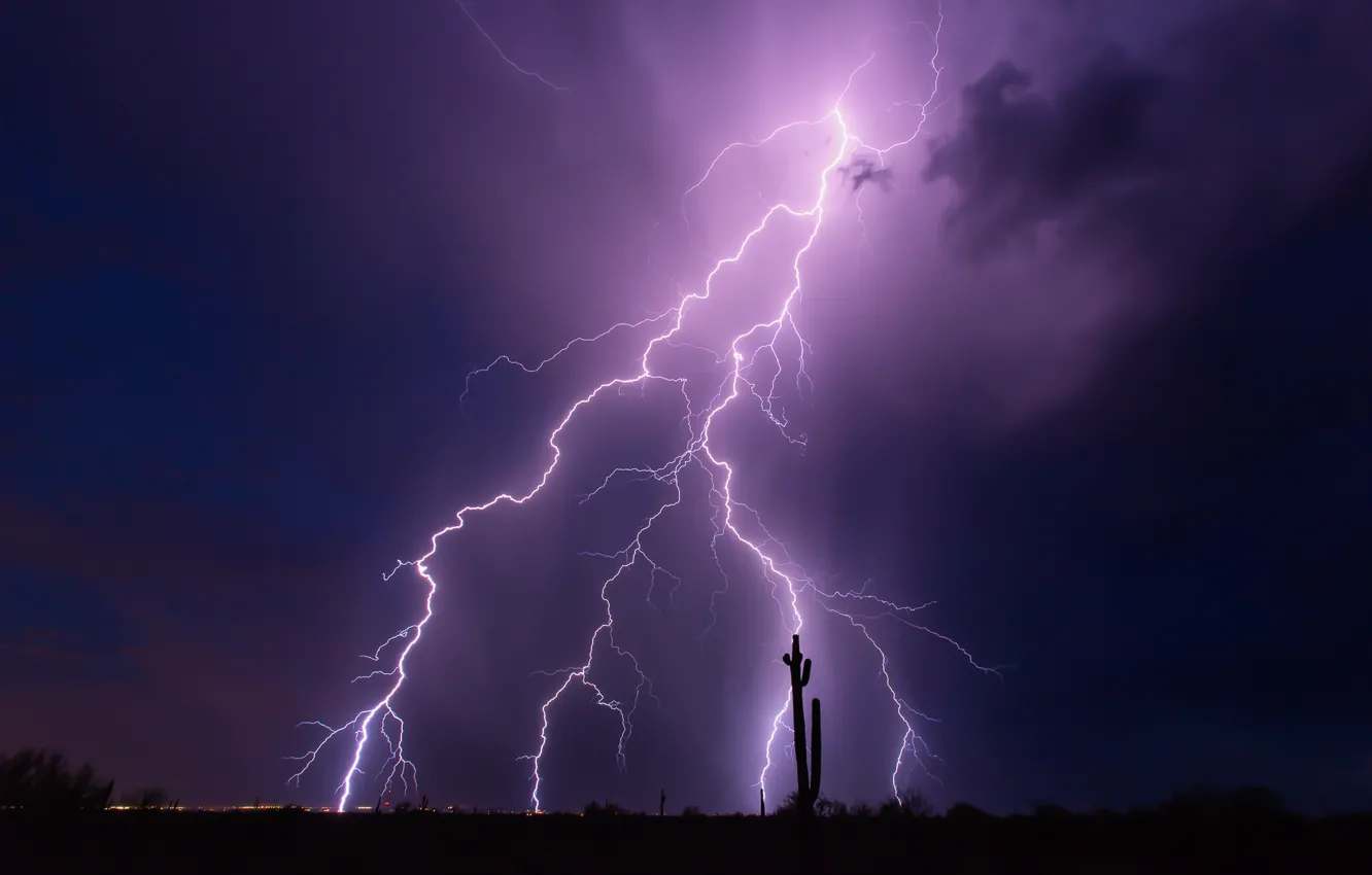 Photo wallpaper the storm, purple, the sky, night, clouds, lightning, AZ, USA