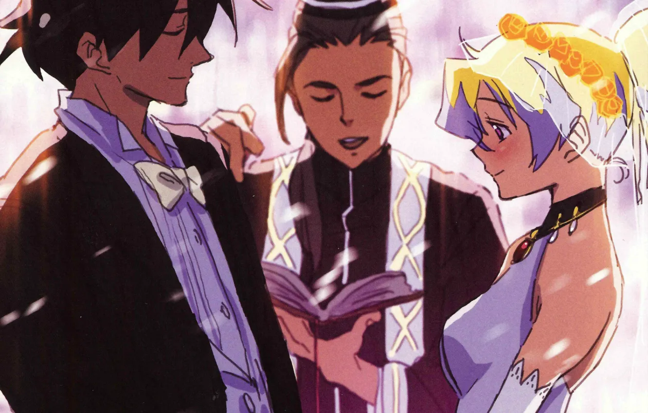 Photo wallpaper costume, Princess, wreath, veil, the priest, wedding, simon, the ceremony