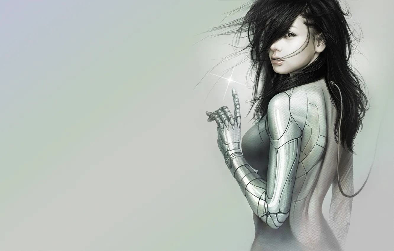 Photo wallpaper girl, style, fiction, minimalism, brunette, art, girl, fantasy