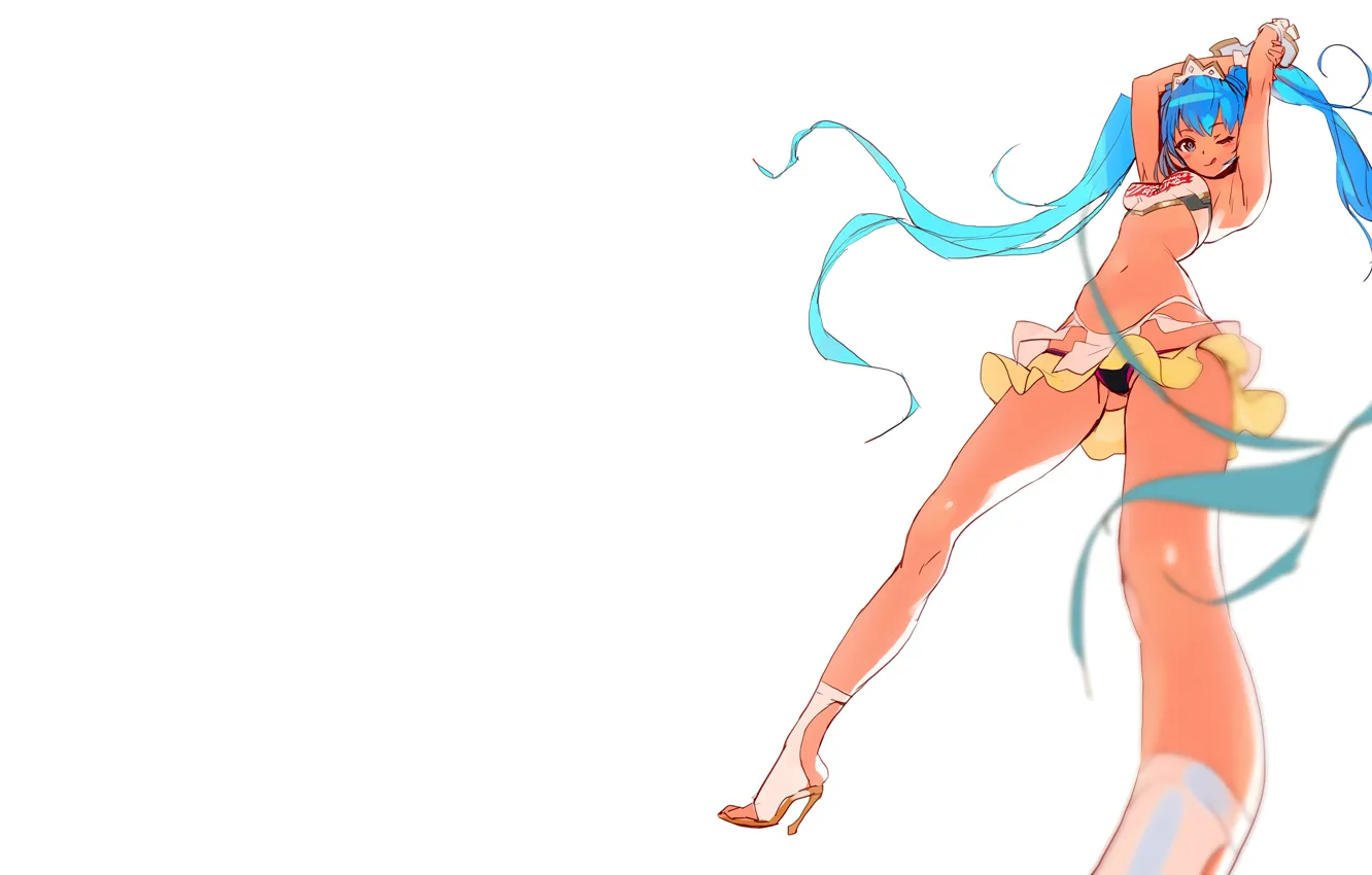 Photo wallpaper girl, sexy, lingerie, vocaloid, hatsune miku, cleavage, panties, long hair