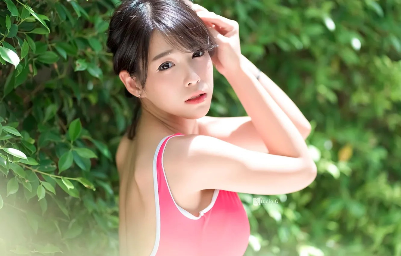 Photo wallpaper girl, beauty, brunette, girl, Asian, asian, the girl poses.view, brown galaz