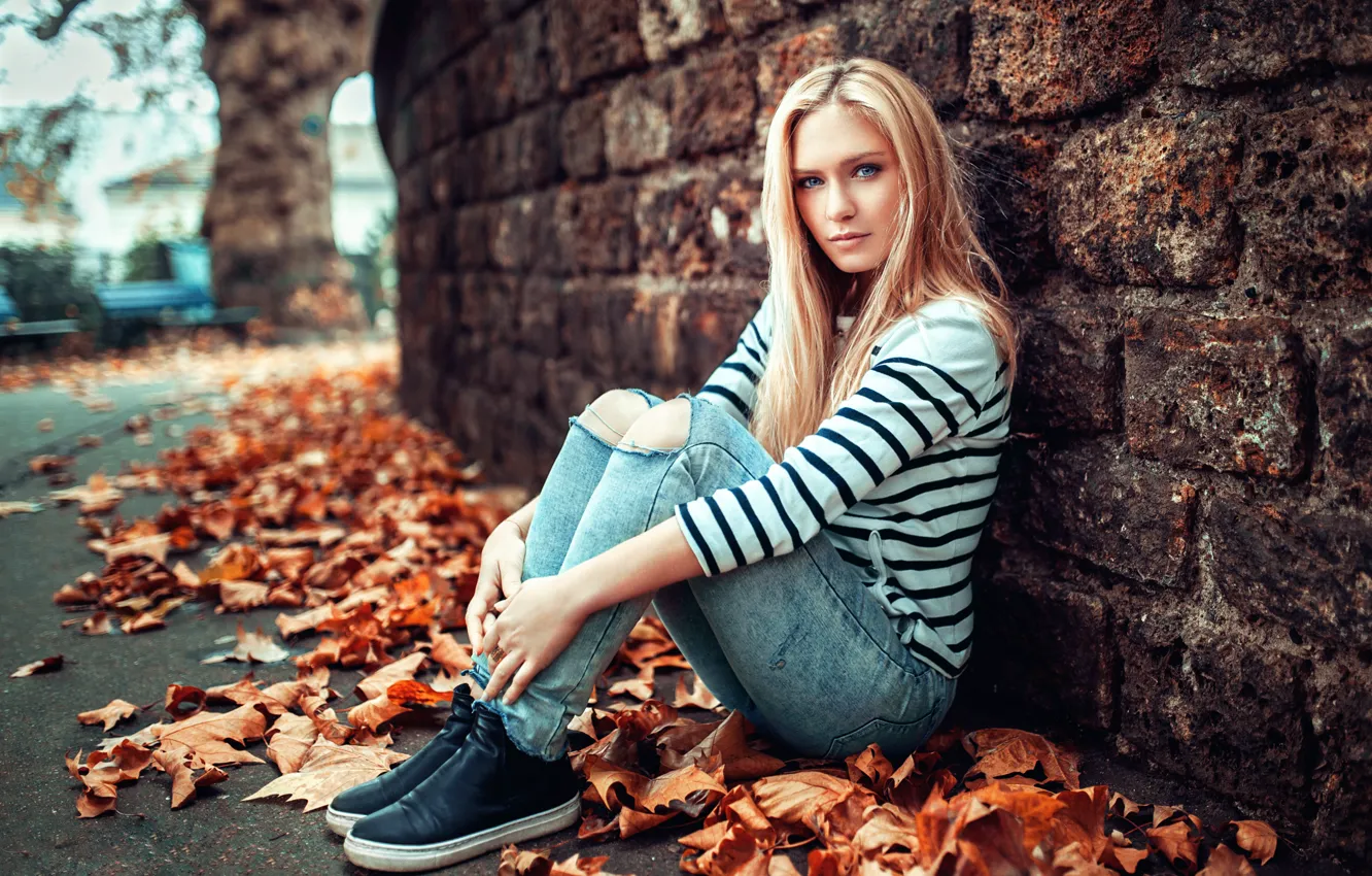 Photo wallpaper look, jeans, the beauty, Eva, Lods Franck