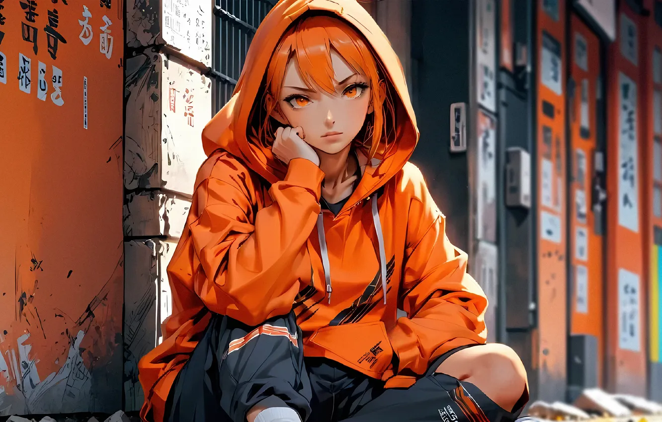 Photo wallpaper city, girl, street, egvf
