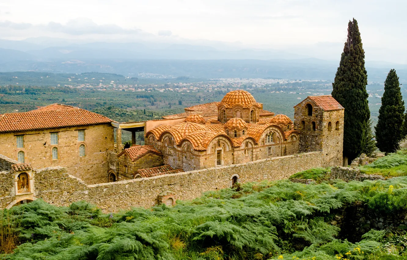 Photo wallpaper Greece, panorama, temple, the monastery, Mistras