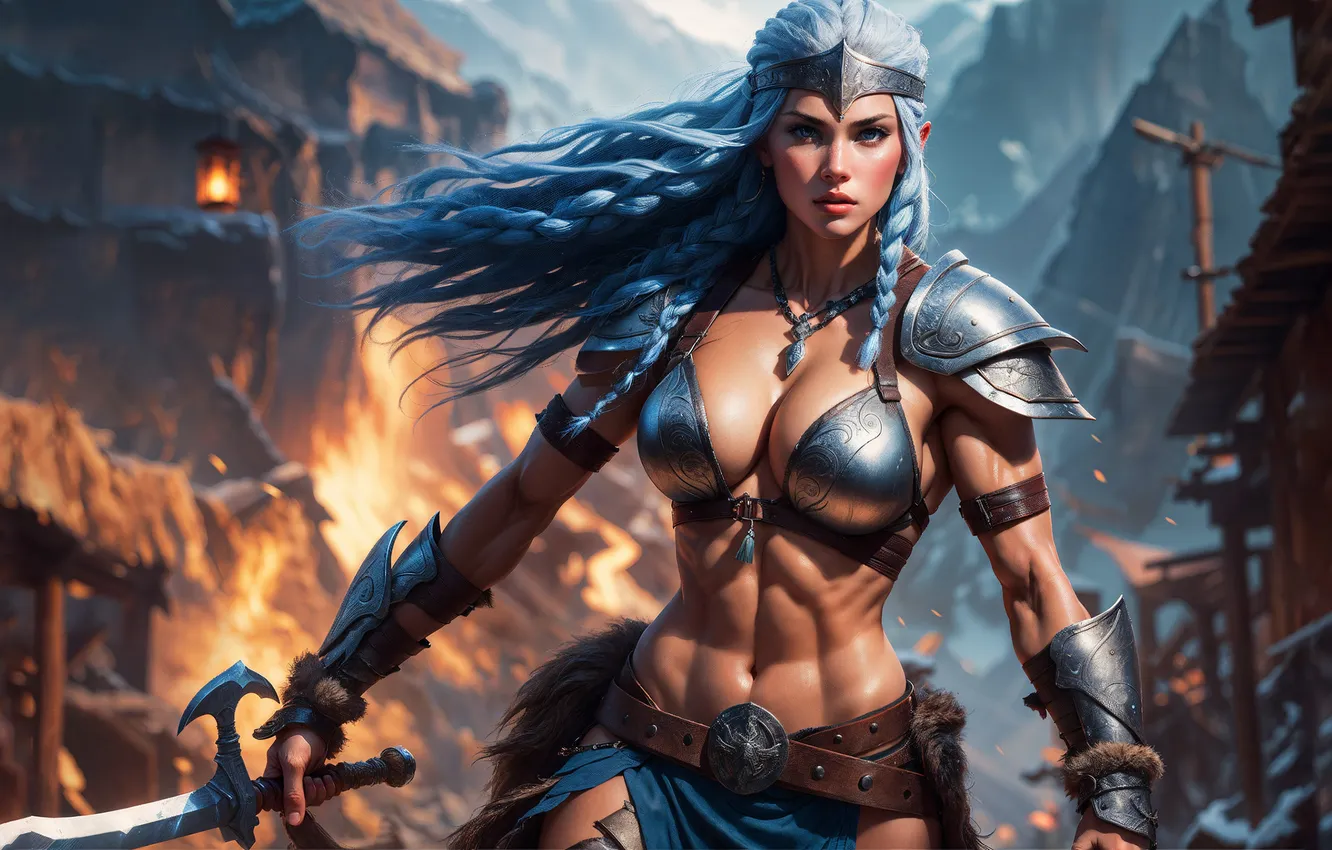 Photo wallpaper woman, warrior, Valkyrie